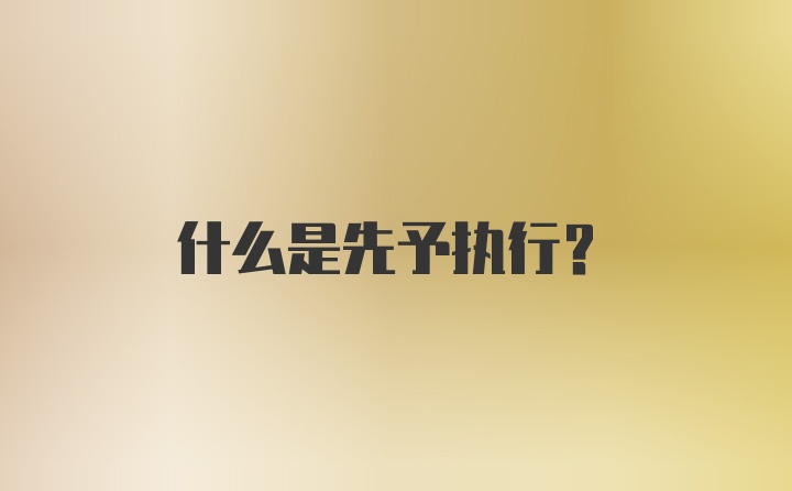 什么是先予执行？