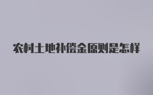 农村土地补偿金原则是怎样