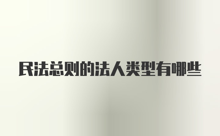 民法总则的法人类型有哪些