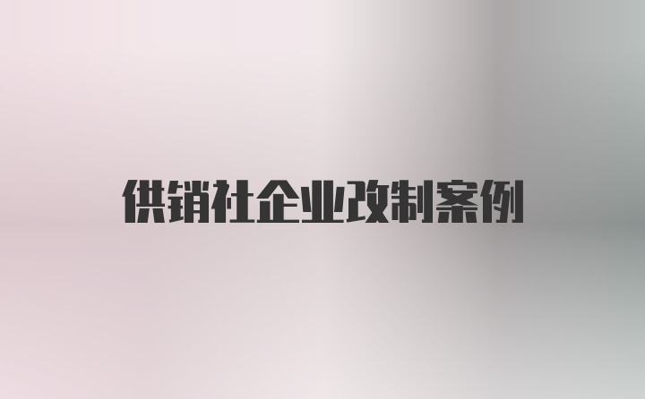 供销社企业改制案例