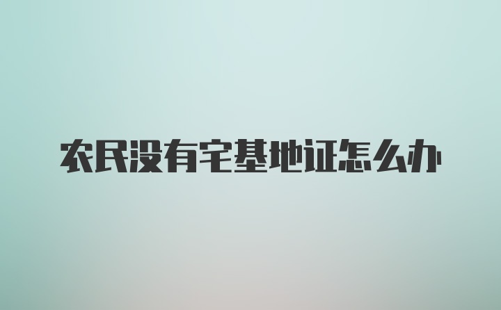 农民没有宅基地证怎么办