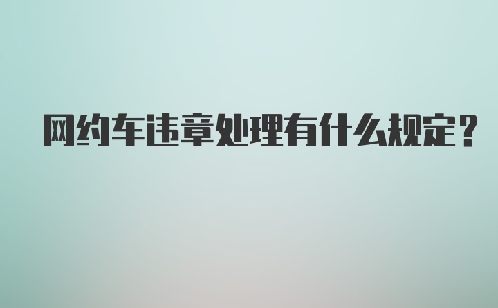 网约车违章处理有什么规定？