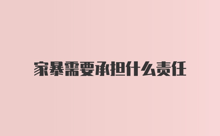 家暴需要承担什么责任