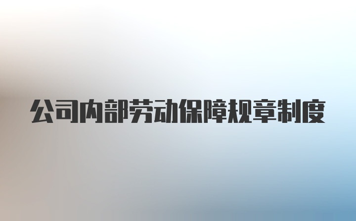 公司内部劳动保障规章制度