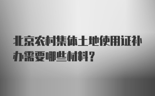 北京农村集体土地使用证补办需要哪些材料？