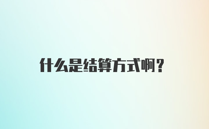 什么是结算方式啊？