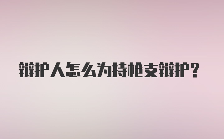 辩护人怎么为持枪支辩护?