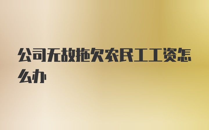 公司无故拖欠农民工工资怎么办