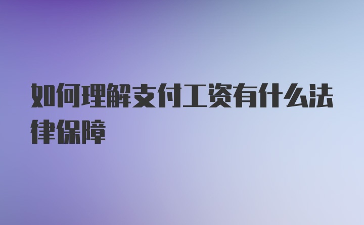 如何理解支付工资有什么法律保障