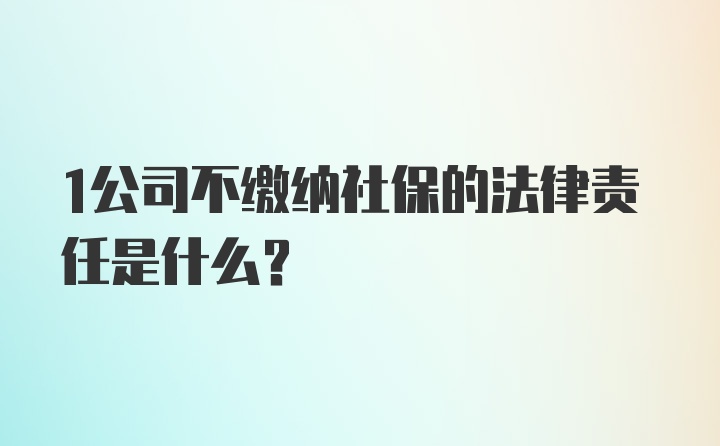 1公司不缴纳社保的法律责任是什么？