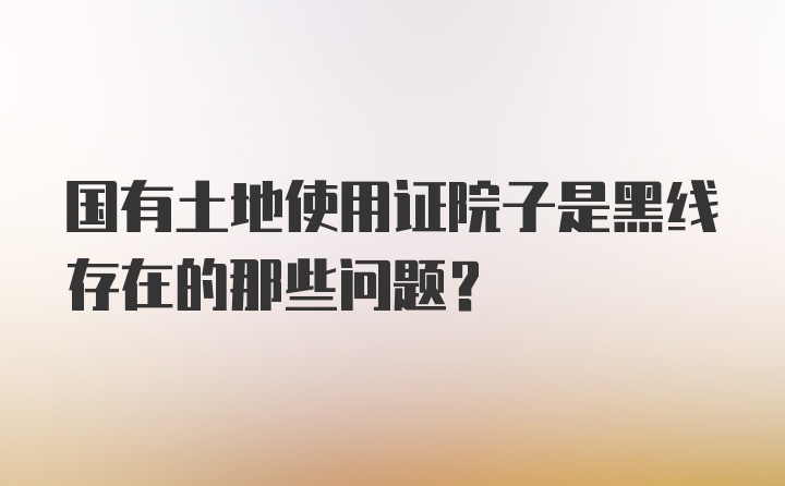 国有土地使用证院子是黑线存在的那些问题？