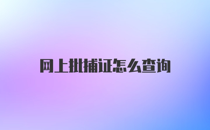 网上批捕证怎么查询