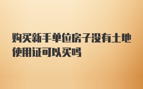 购买新手单位房子没有土地使用证可以买吗