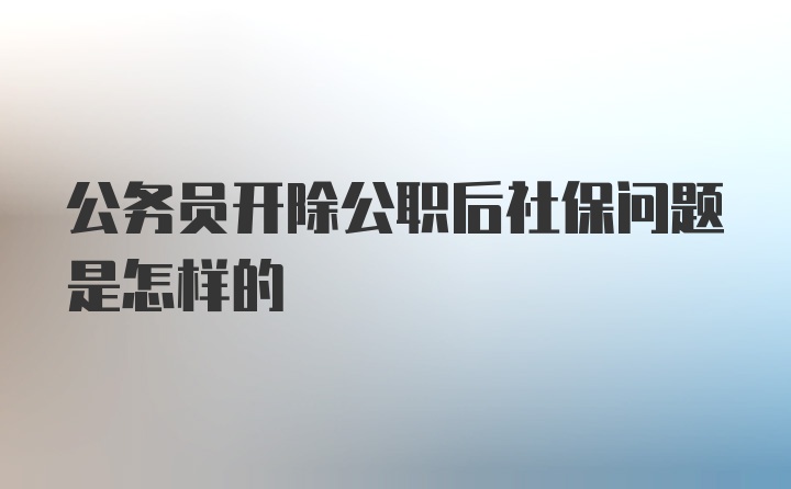 公务员开除公职后社保问题是怎样的