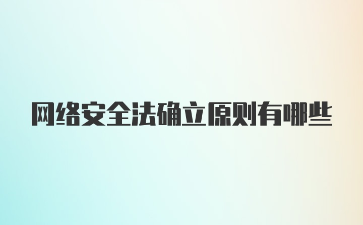 网络安全法确立原则有哪些