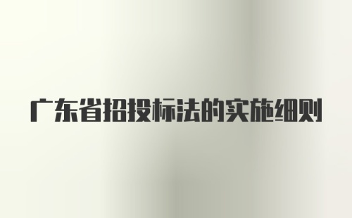 广东省招投标法的实施细则