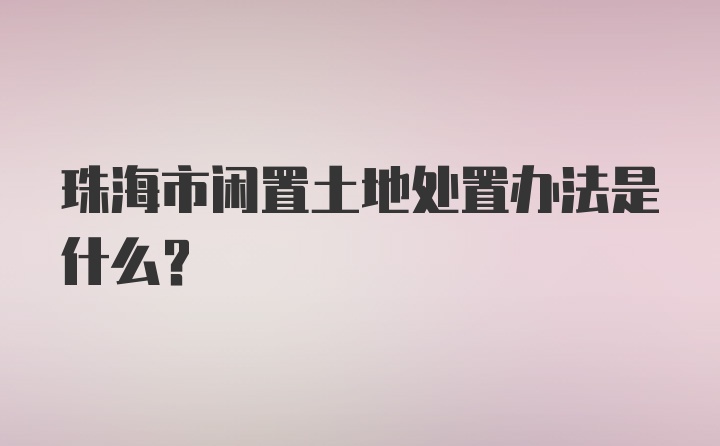 珠海市闲置土地处置办法是什么？