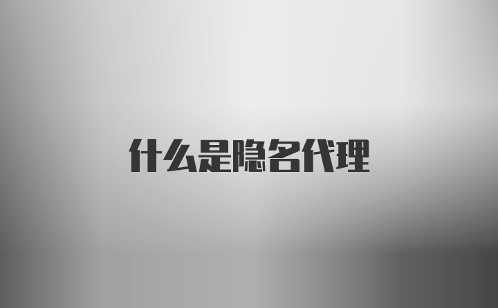 什么是隐名代理