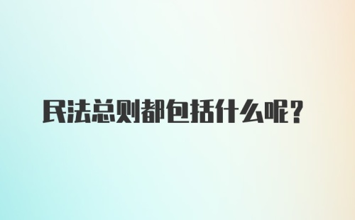 民法总则都包括什么呢?