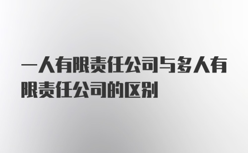 一人有限责任公司与多人有限责任公司的区别