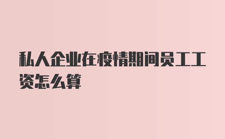 私人企业在疫情期间员工工资怎么算