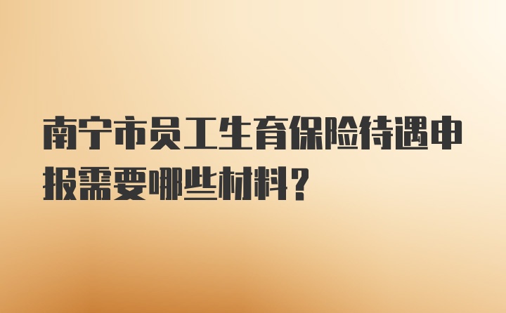 南宁市员工生育保险待遇申报需要哪些材料？