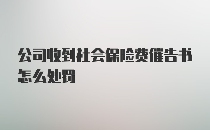 公司收到社会保险费催告书怎么处罚