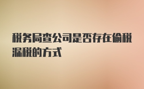 税务局查公司是否存在偷税漏税的方式