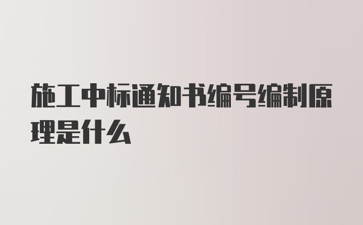 施工中标通知书编号编制原理是什么