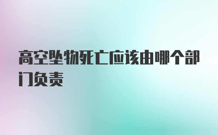 高空坠物死亡应该由哪个部门负责