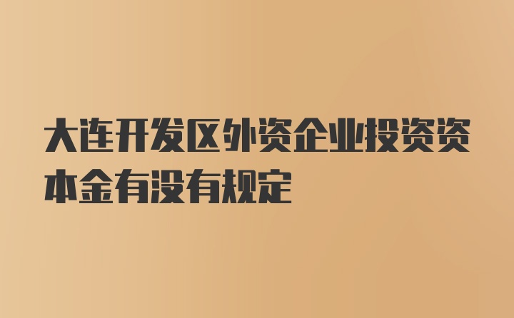 大连开发区外资企业投资资本金有没有规定