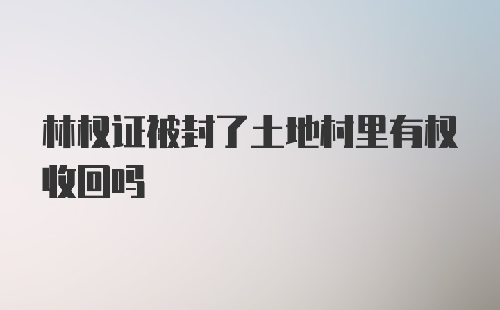 林权证被封了土地村里有权收回吗