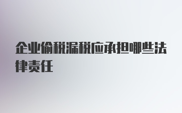 企业偷税漏税应承担哪些法律责任