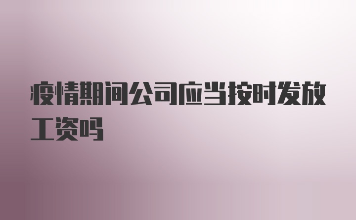 疫情期间公司应当按时发放工资吗