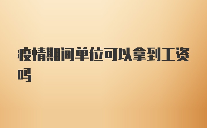 疫情期间单位可以拿到工资吗