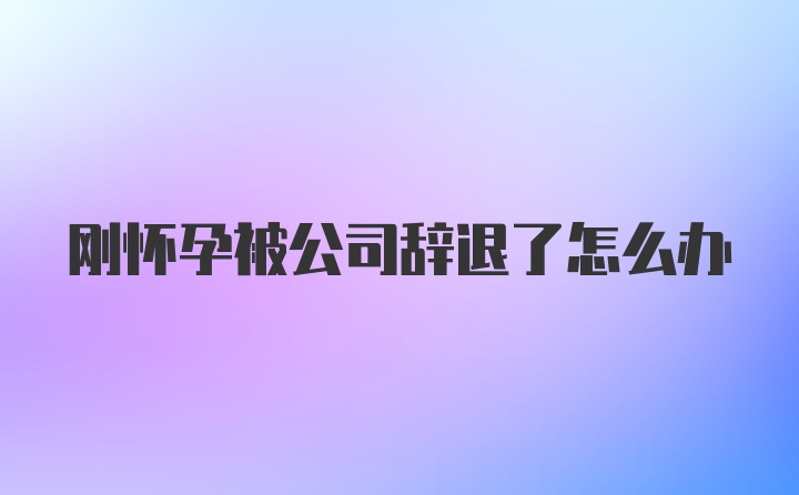 刚怀孕被公司辞退了怎么办