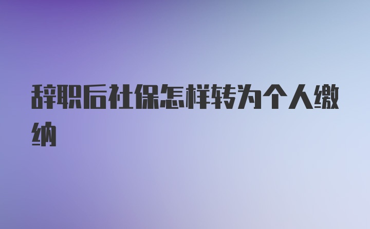 辞职后社保怎样转为个人缴纳