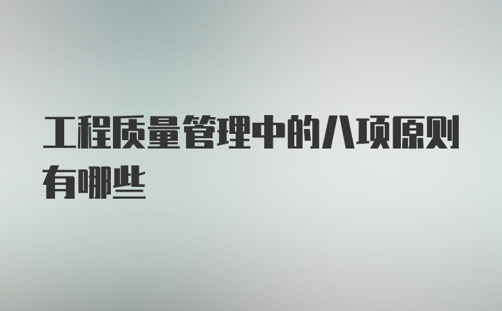 工程质量管理中的八项原则有哪些