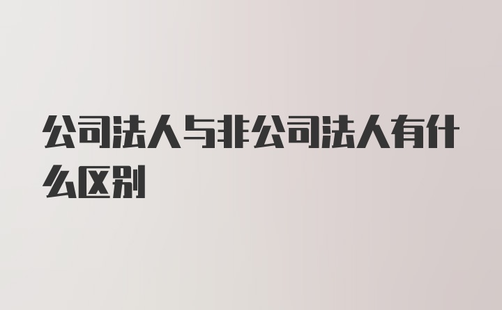 公司法人与非公司法人有什么区别