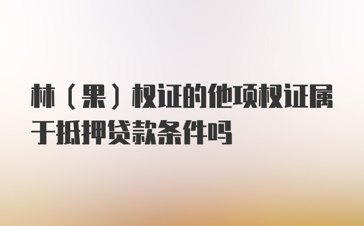 林（果）权证的他项权证属于抵押贷款条件吗