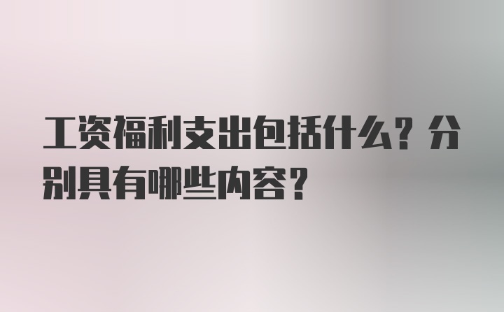 工资福利支出包括什么？分别具有哪些内容？