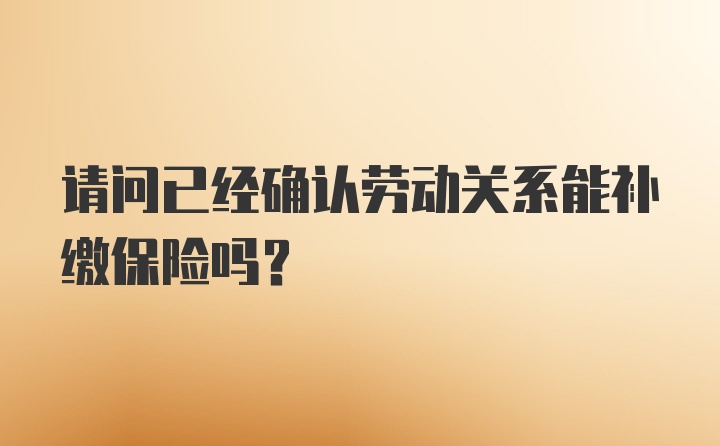 请问已经确认劳动关系能补缴保险吗？