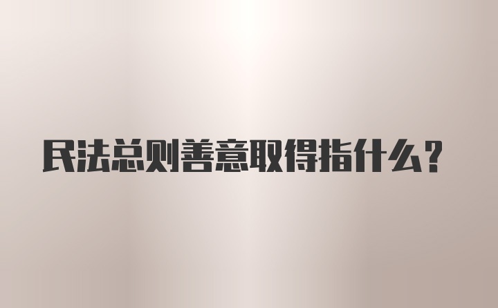 民法总则善意取得指什么？