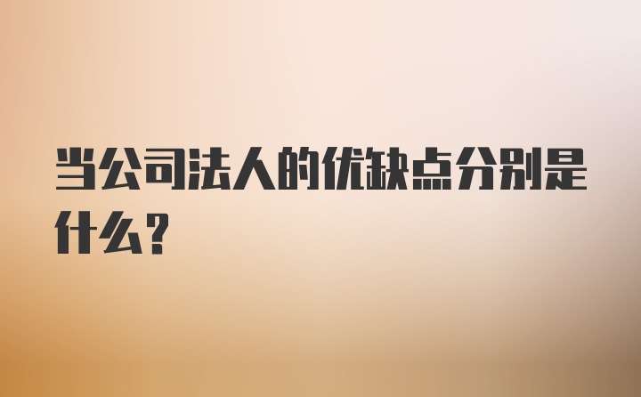 当公司法人的优缺点分别是什么？