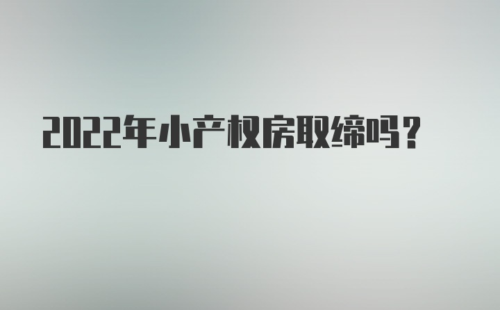 2022年小产权房取缔吗？