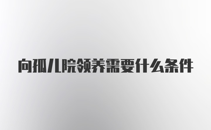 向孤儿院领养需要什么条件