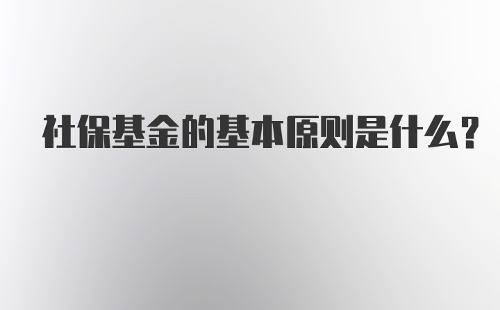 社保基金的基本原则是什么?