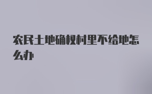 农民土地确权村里不给地怎么办