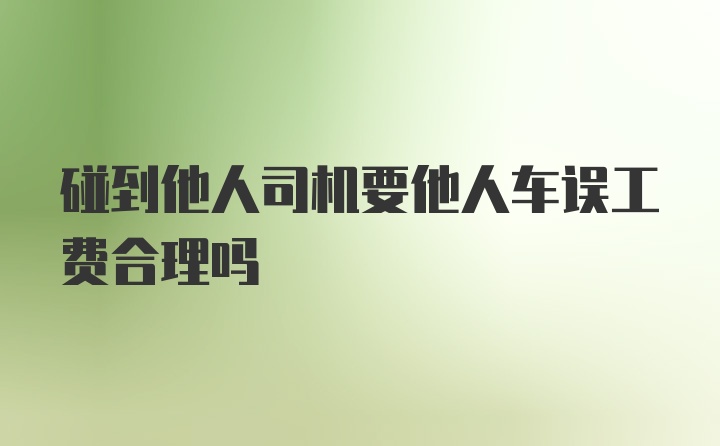 碰到他人司机要他人车误工费合理吗