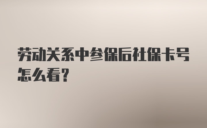 劳动关系中参保后社保卡号怎么看？